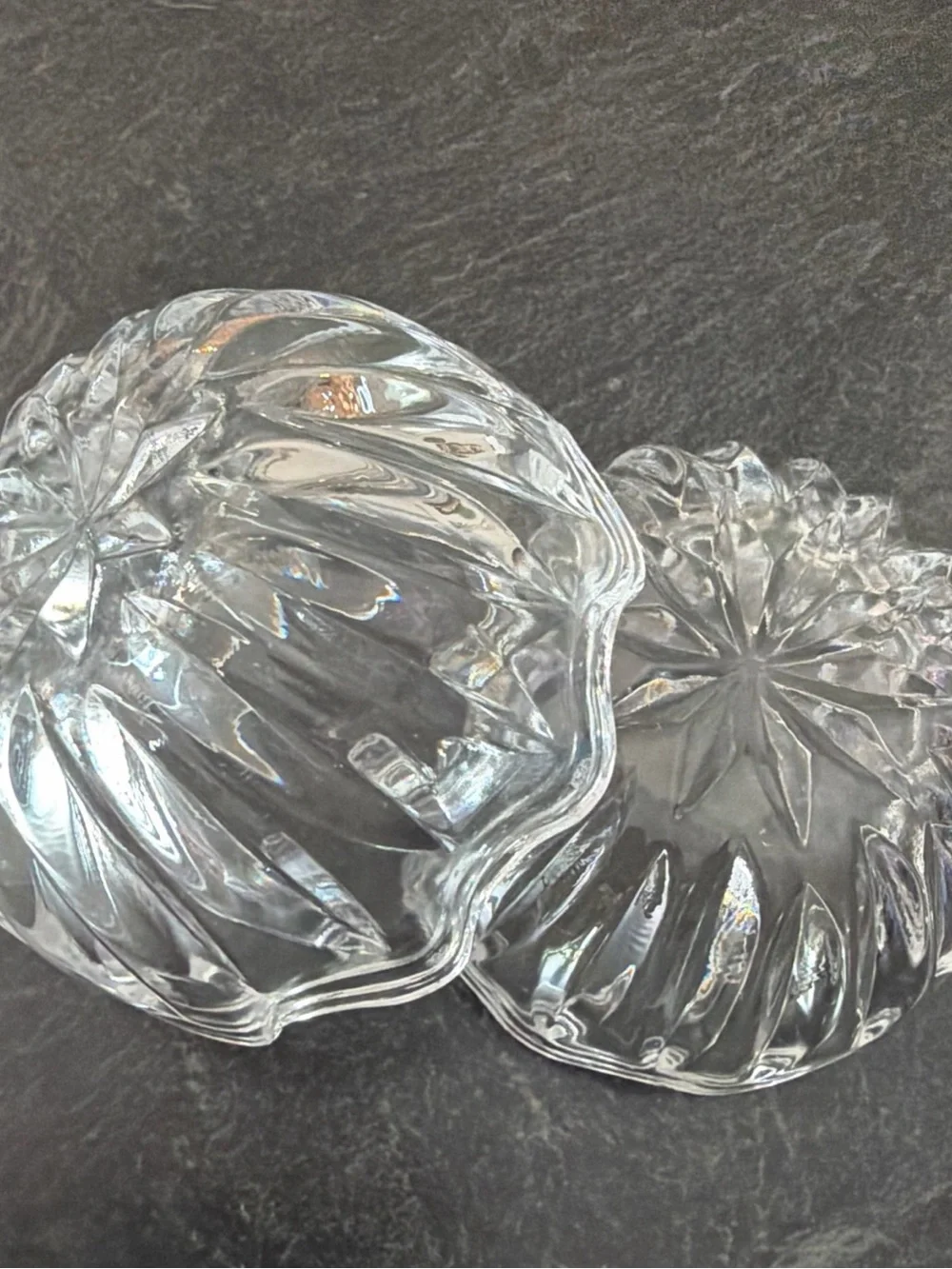 Clear Faceted Glass Trinket Jar